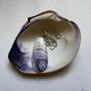 Wampum pendant quahog shell sterling silver chain